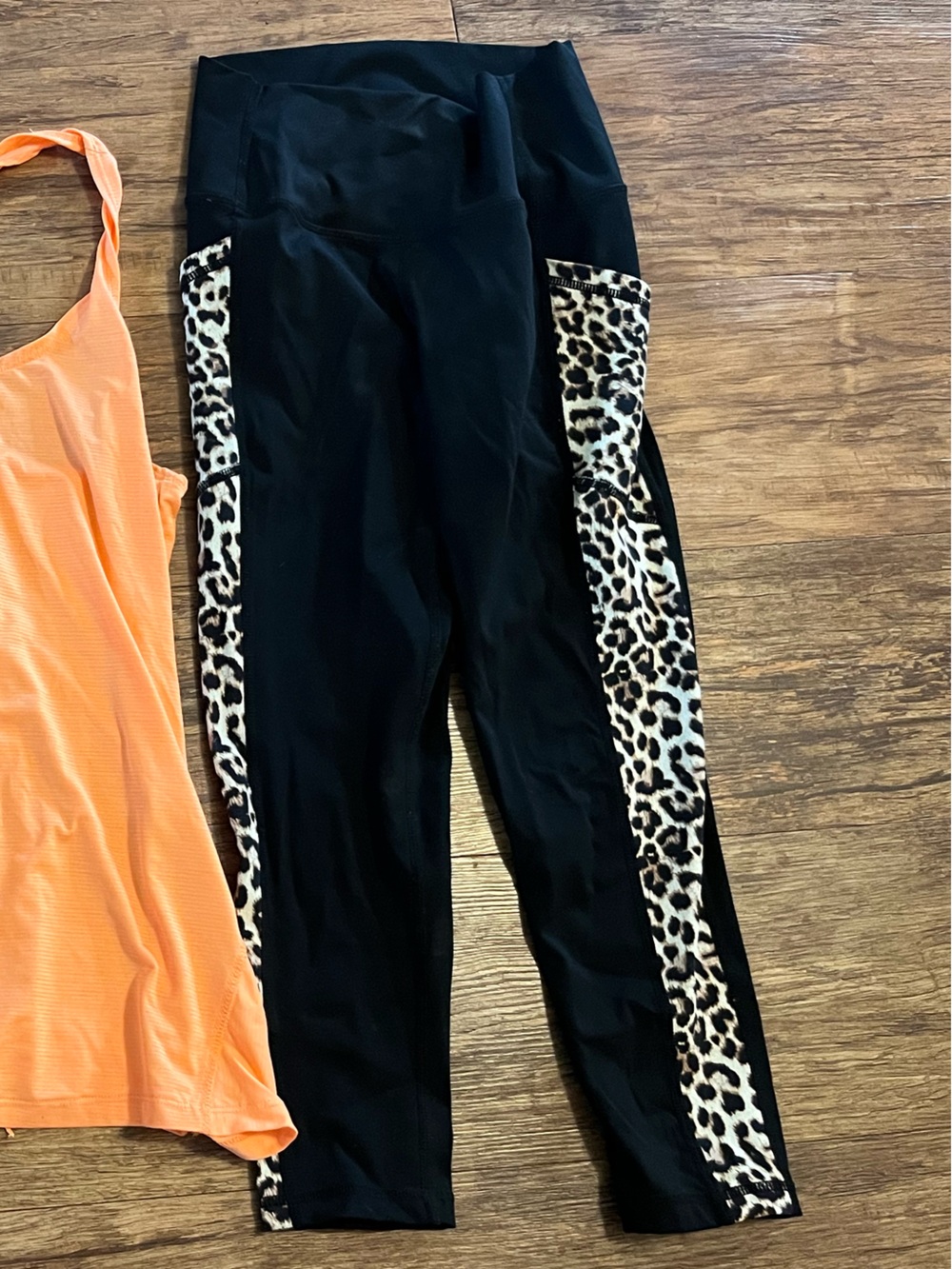 ZYIA Black Leggings with Leopard Side Panels